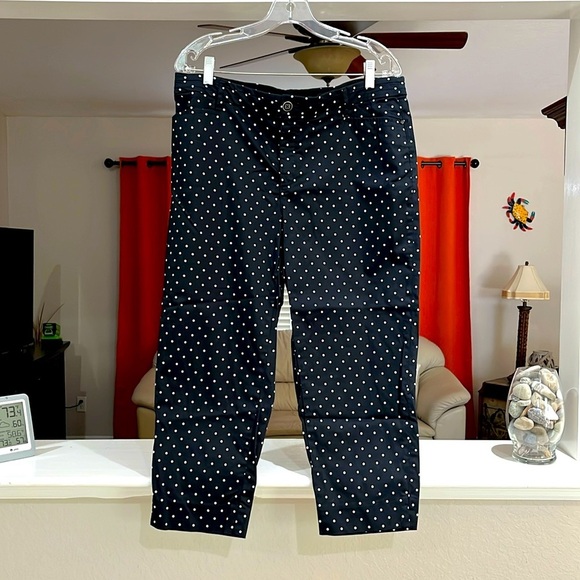 Khakis & Company Women’s Black/ White Polka Dot Cropped Pants Size 14 - Picture 1 of 5